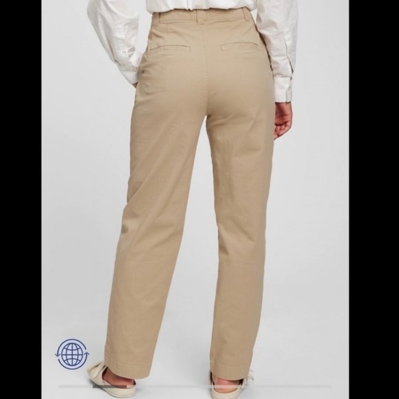 Gap Straight Up Khakis Tan Straight Tapered Leg High Rise Stretch Cropped Size 6 - Picture 2 of 11